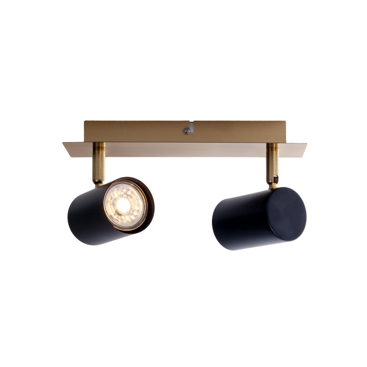 Muur- en plafondlamp met 2 zitplaatsen "Frida" in metalen zwart / goud, plafond schijnwerpers, GU10, plafondlamp voor eetkamer, woonkamer, gang of kantoor, 24 cm lang