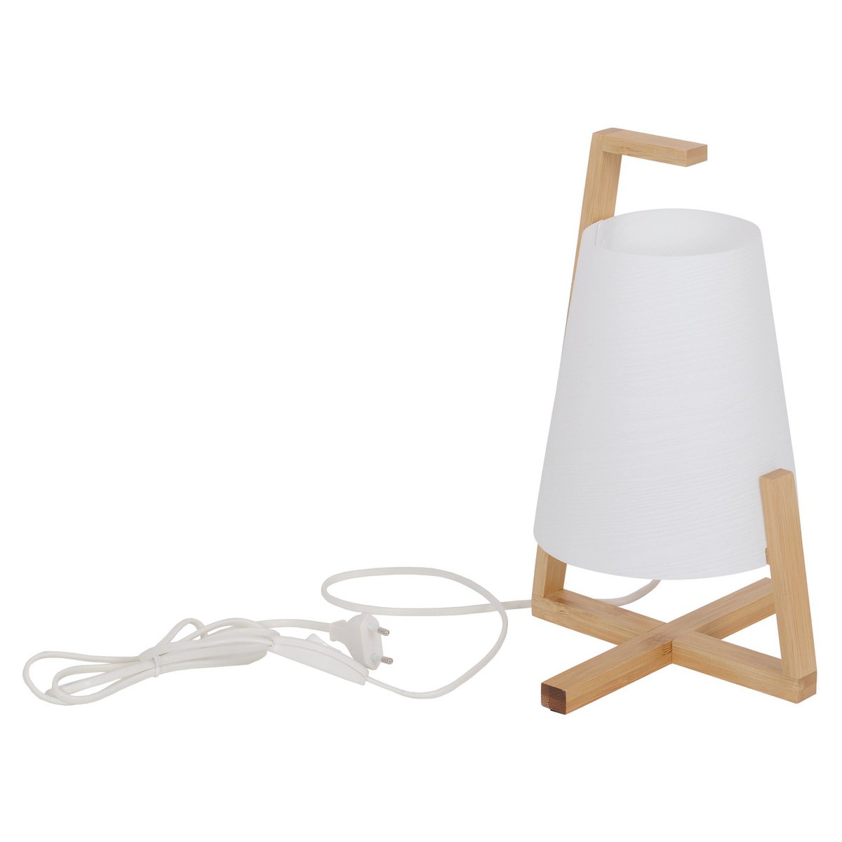 Bamboo -tafellamp met plastic scherm "Shoji", met bamboe frame, natuur en wit, ongeveer 32 cm hoog, E14, voor woonkamer, eetkamer en kantoor