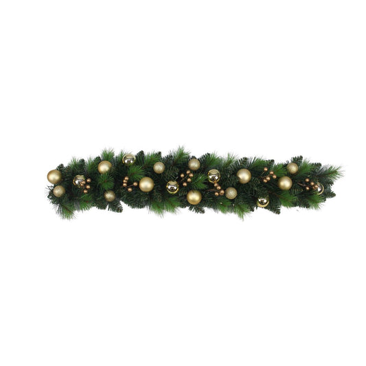 LED Kerst Tendril "Noel" Outdoor Decoratie gemaakt van metaal en plastic in groen en goud, met stevig ingebouwde LED's