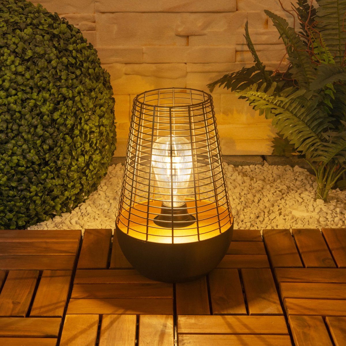 LED Decol Light 27 cm hoog, gemaakt van metaal in zwart, stevig gebouwd -in LED, decoratie voor buiten