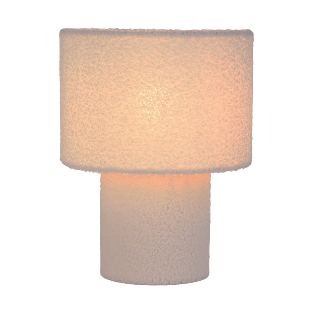 Tabellamp "Fluffy" met tekstbladen en voet in wit, E27, ca. 31 cm hoog