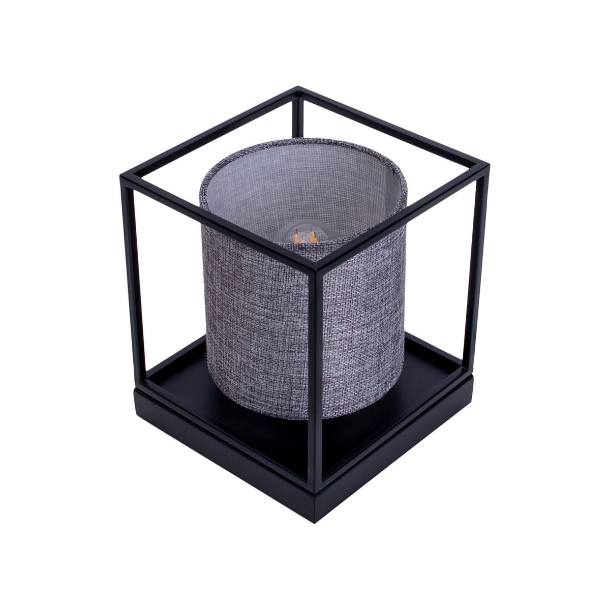 Tafellicht "Beta" grijs gemaakt van metaal met stofscherm in grijs, met E14 -aansluiting, lamp voor woonkamer, eetkamer, gang en kantoor, 15 x 15 x 17 cm