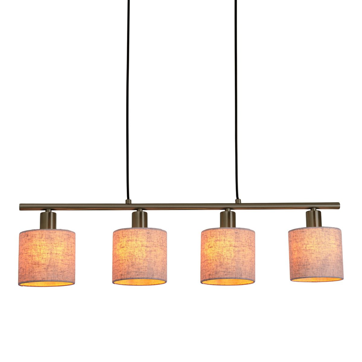4 hanger lamp "maron" gemaakt van metalen satin mat met stof paraplu's in de natuur, met E14-aansluiting, lamp voor woonkamer of eetkamer, 71,5 x 12 cm