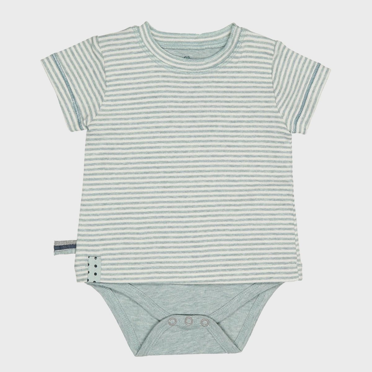 OrganicEra Organic Baby S/S T-shirt body, aqua gestreept