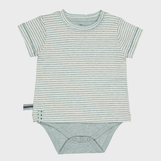 OrganicEra Organic Baby S/S T-shirt body, aqua gestreept