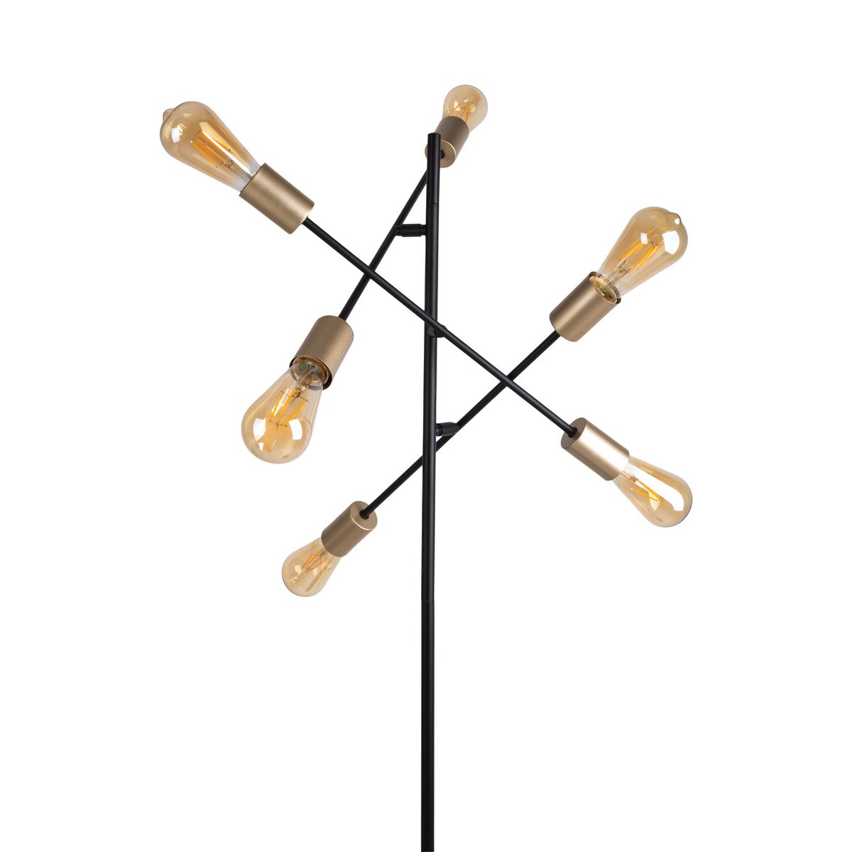 Staande lamp "Modo" gemaakt van zwart in zwart, versies in goud, E27 -aansluiting, vloerlamp voor woonkamer, eetkamer, keuken, gang, gang of kantoor, 150 x 49 cm