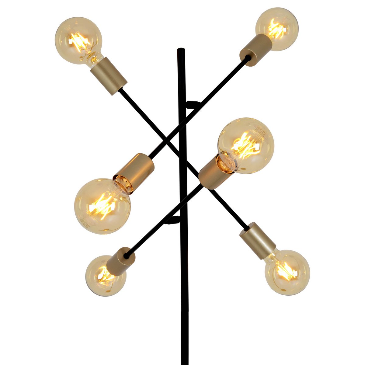 Staande lamp "Modo" gemaakt van zwart in zwart, versies in goud, E27 -aansluiting, vloerlamp voor woonkamer, eetkamer, keuken, gang, gang of kantoor, 150 x 49 cm