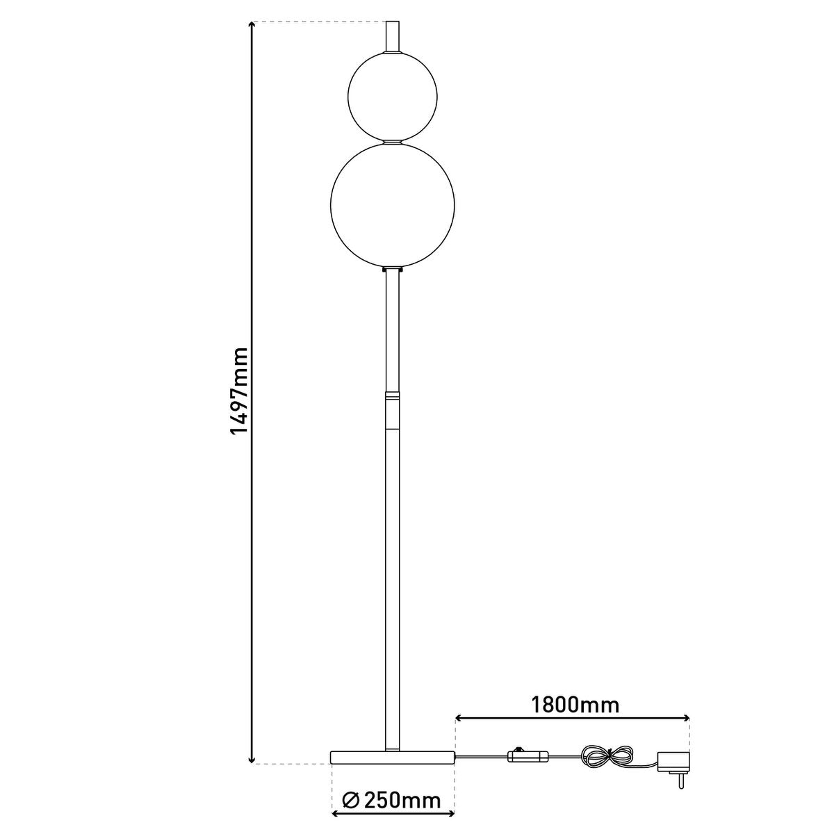 LED -vloerlamp "Nova" vloerlamp met DIMMM -functie gemaakt van chroom -gekleurd metaal, plastic en rookglas, met stevig geïnstalleerde LED's, ca. 150 cm hoog