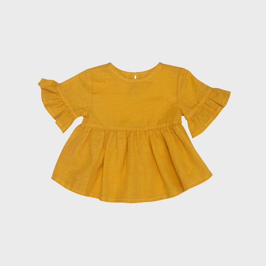 OrganicEra biologische hennep babyblouse, mosterd
