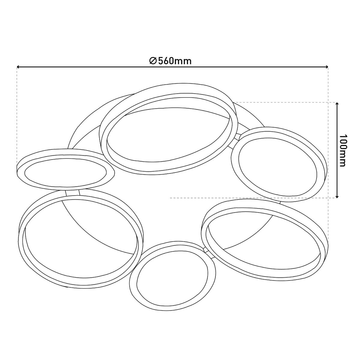 LED-plafondlicht "Stelari" Ø 56 cm, gemaakt van metaal in stalen blank en wit plastic, met stevig ingebouwde LED's, plafondlamp voor woonkamers of kantoor