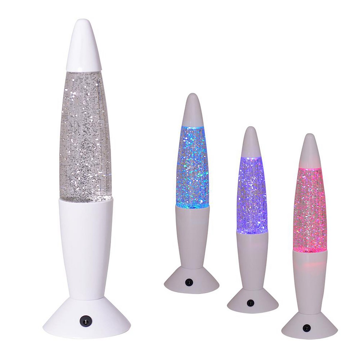 LED-tafellicht "Glitter", de decoratietafellamp gemaakt van metaal en plastic, ongeveer 36 cm hoog, met stevig ingebouwde LED's, doneert kleurrijk licht met "glitter", effectverlichting voor woonkamer, kantoor, kinderkamer of nachtkastje