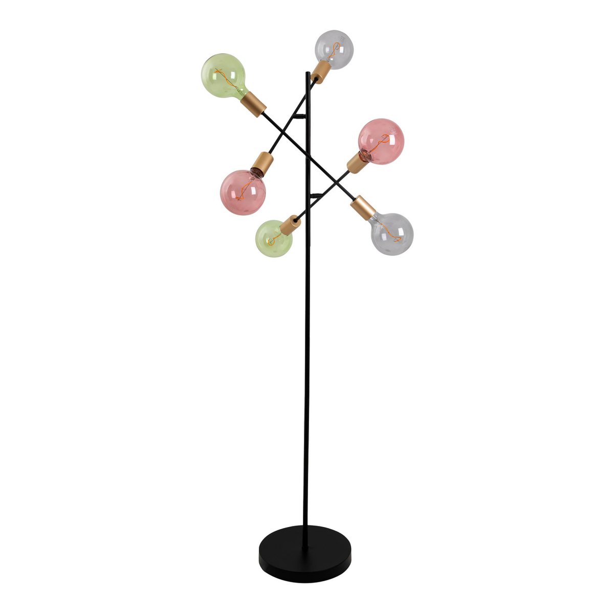 Staande lamp "Modo" gemaakt van zwart in zwart, versies in goud, E27 -aansluiting, vloerlamp voor woonkamer, eetkamer, keuken, gang, gang of kantoor, 150 x 49 cm