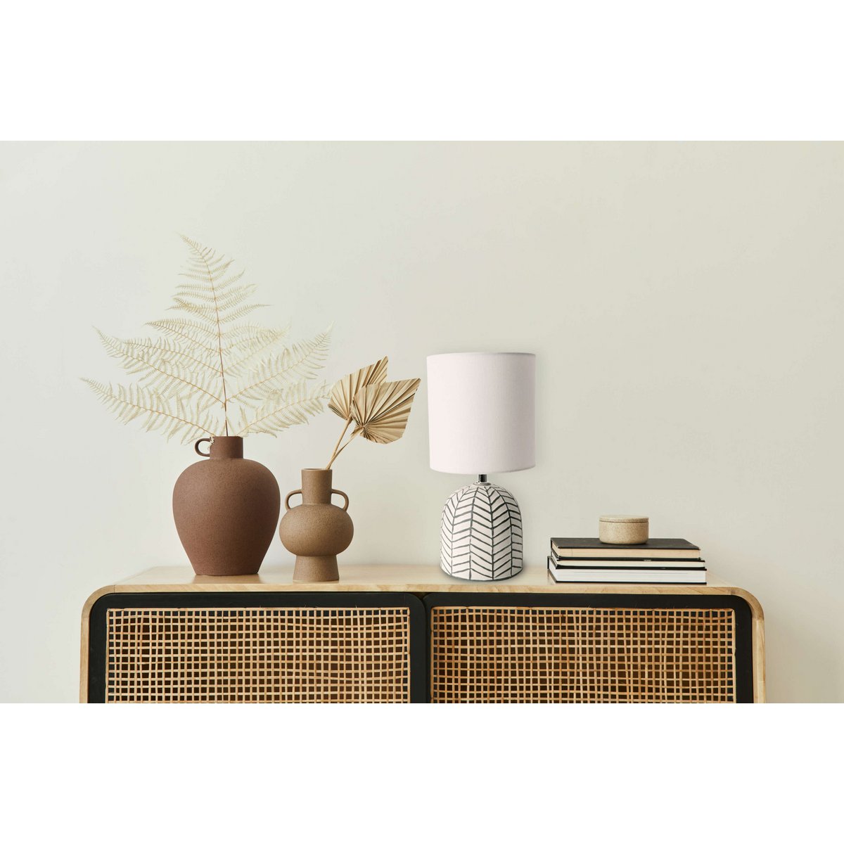 Keramisch tafellicht "folio" wit, tafellamp gemaakt van keramiek, wit, met E14 -aansluiting, voor eetkamer, woonkamer, gang of kantoor, 27,50 cm hoog