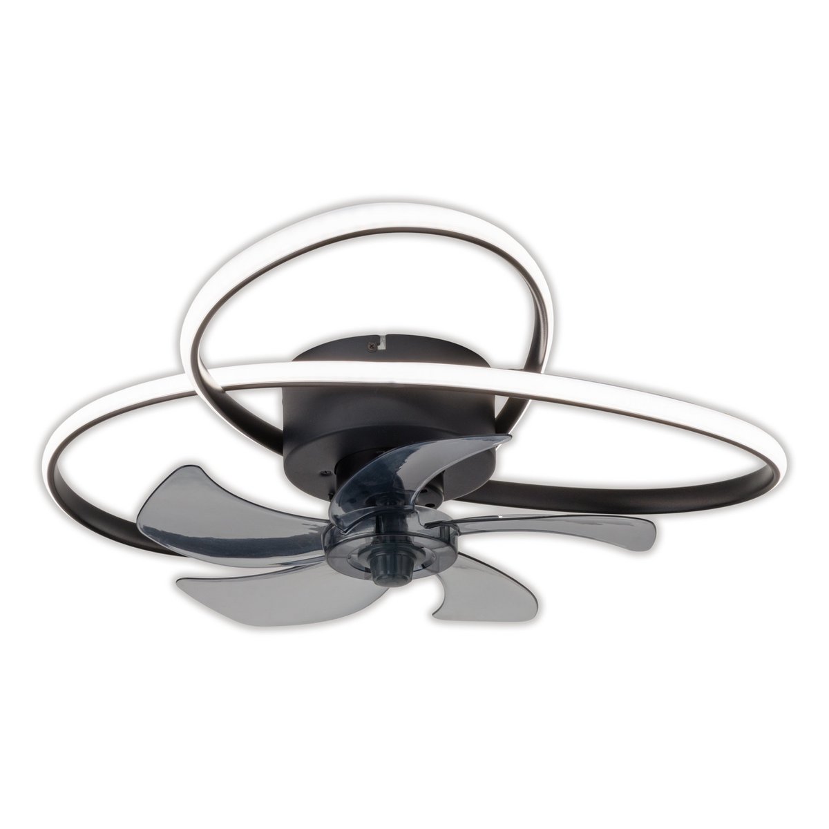 Het moderne LED -plafondlicht "Leccio" inclusief ventilator, nachtlichtfunctie, dim- en lichttemperatuurinstelling is uitgerust met stevig geïnstalleerde LED's en heeft een geschatte Øvon 58 cm.