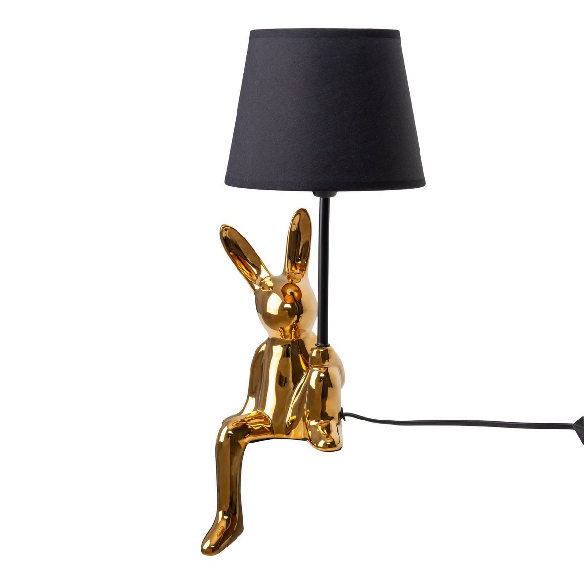 Tafellamp "helge" Ø 18 cm, hoogte ca. 45 cm, gemaakt van keramiek in zwart en gouden, zwarte tekstbladen