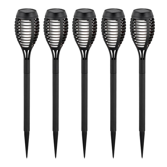 5 Set LED -aarde spies "Torch" 45 cm gemaakt van grijs plastic, met geïntegreerd LED, zonnelampje voor buiten