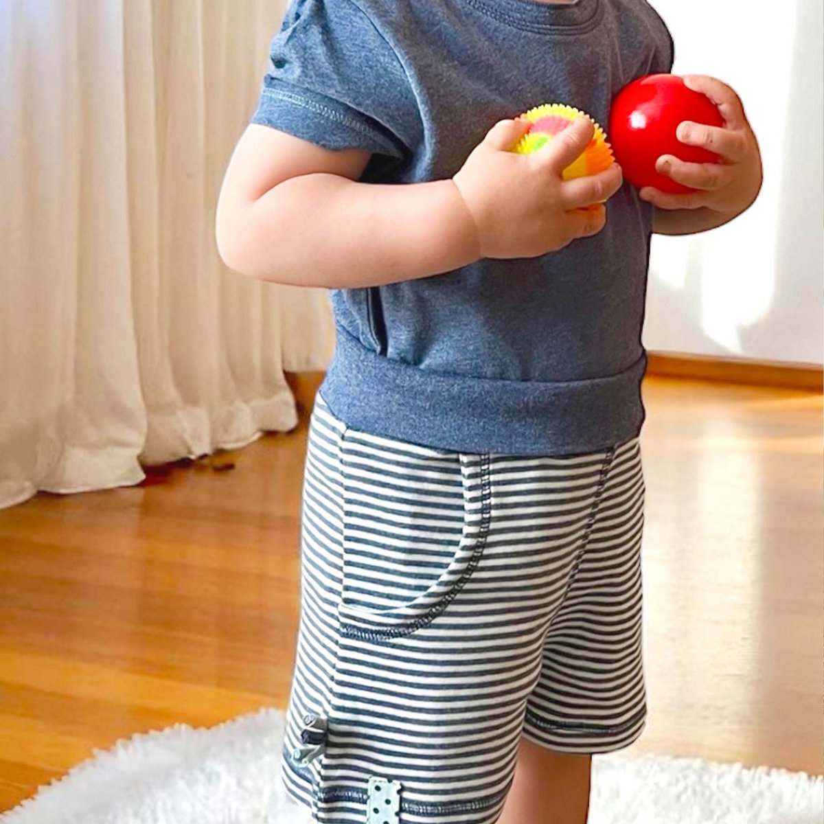OrganicEra biologische babyshort, indigo gestreept