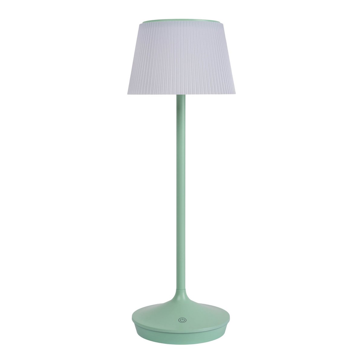 Zonne -batterijlamp "EMMI" 38 cm hoog, paraplu Ø 13 cm, metaal in mint en wit plastic, voor de buitenruimte, dimable CCT.