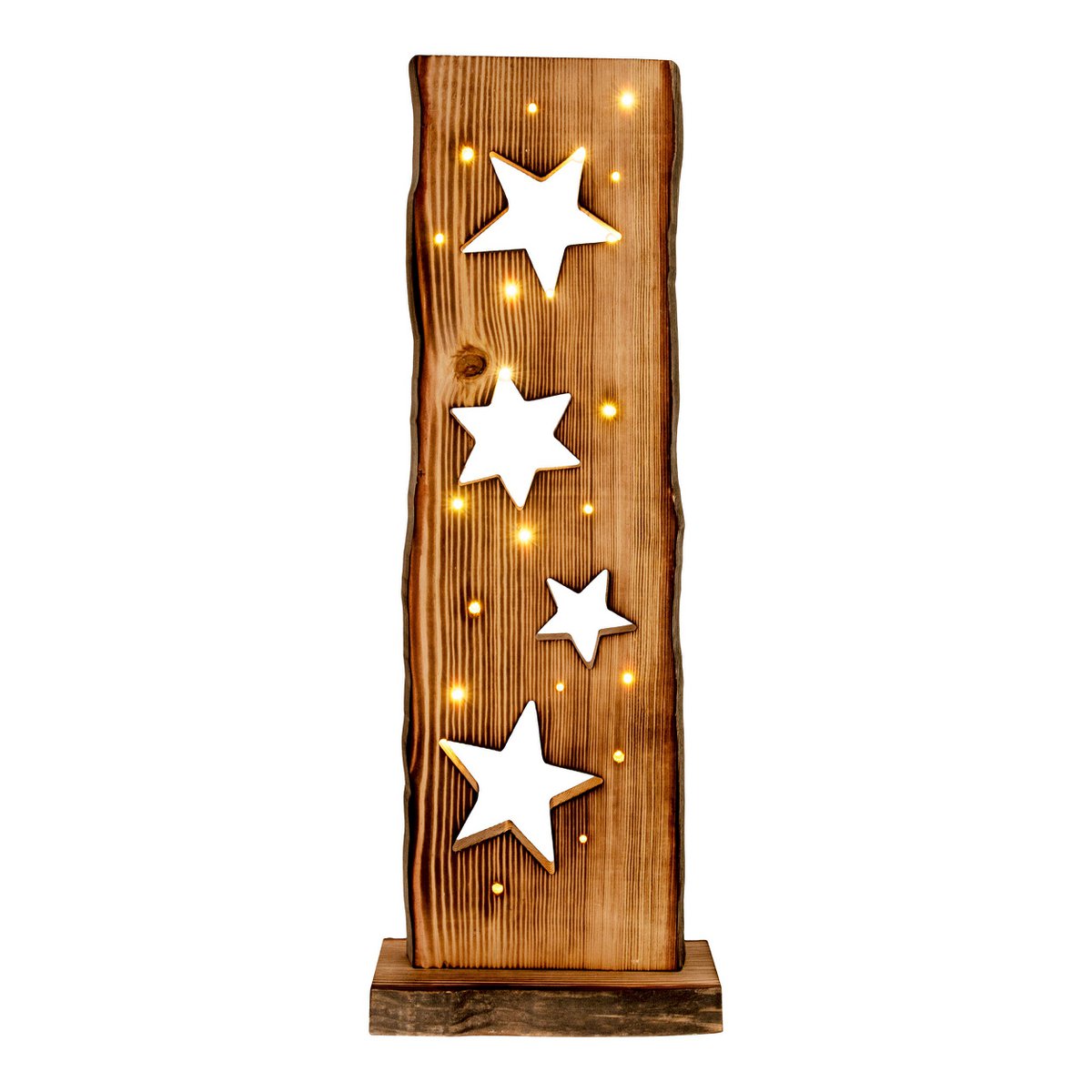 LED Wood-Decolum Moon/Stars 60 cm High Christmas Decorations Made of Wood met stevig ingebouwde LED's