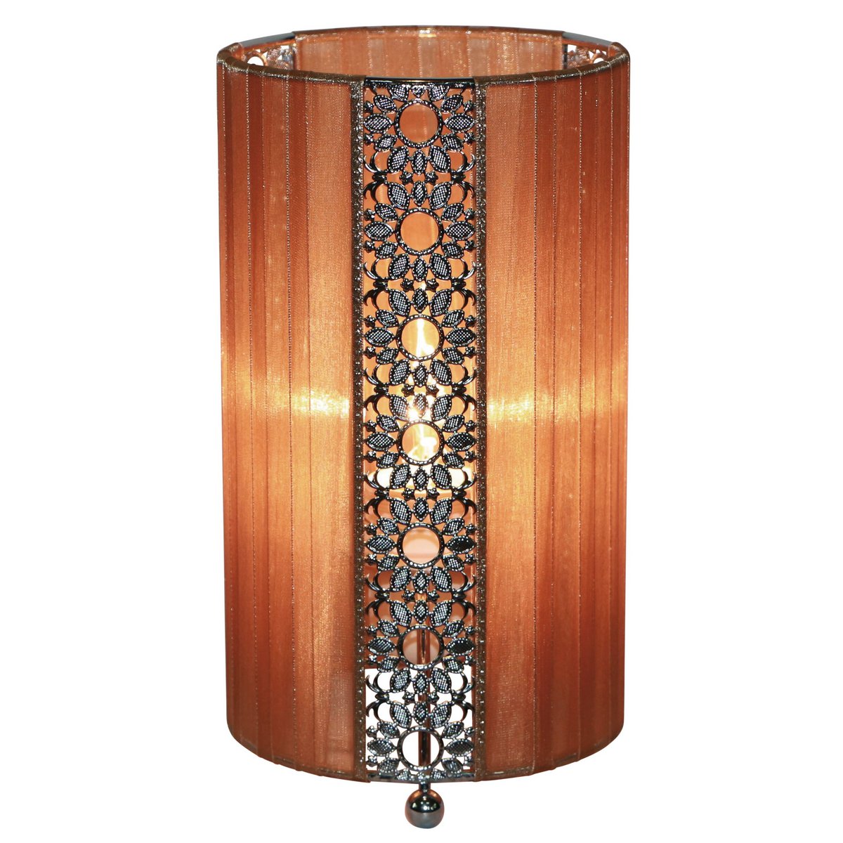 Stoffe tafellamp "Sheryl" gemaakt van metaal, plastic en textiel in bruin, E14