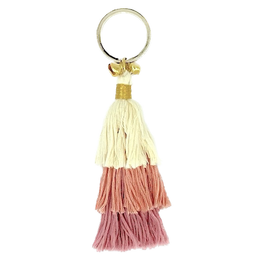 Luna -Leena Keychain Tassels Old Pink - Bag Charm - Organic Cotton - Handmade in Nepal - Bag Hanger