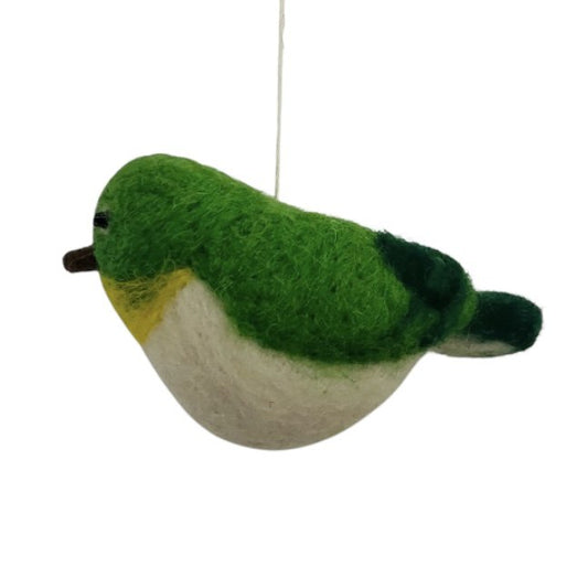 Luna -Leena Bird Hanging - Groen - wol vilt - handgemaakt in Nepal