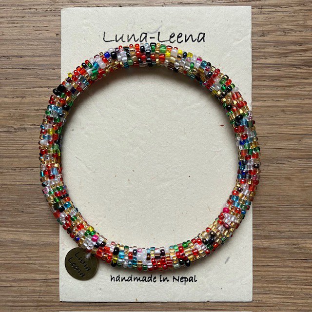 Luna -ieena kralen armbandroll - Multicolor - volwassen - hand gehaakte uit glazen kralen in Nepal