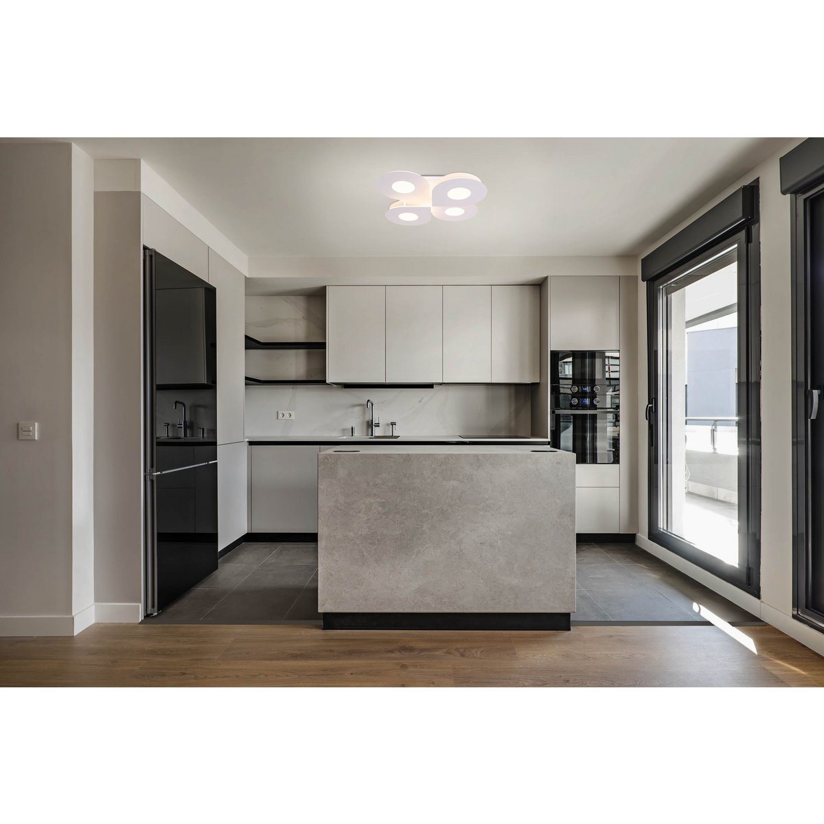 LED-plafondlamp "Smilla" wit, 50 x 50 cm, 8 cm, metaal en plastic, geïntegreerde LED's, 2400 lm, dimable, CCT-functie 3000-6.500 K, nachtlichtfunctie.