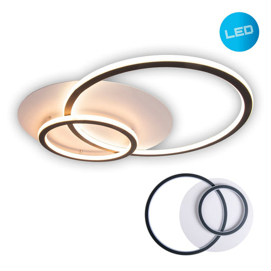 LED -plafondlamp "Kirk", gemaakt van metaal in zwart, geïntegreerde LED's, verlichting voor woonkamer, kantoor of toegangsruimte