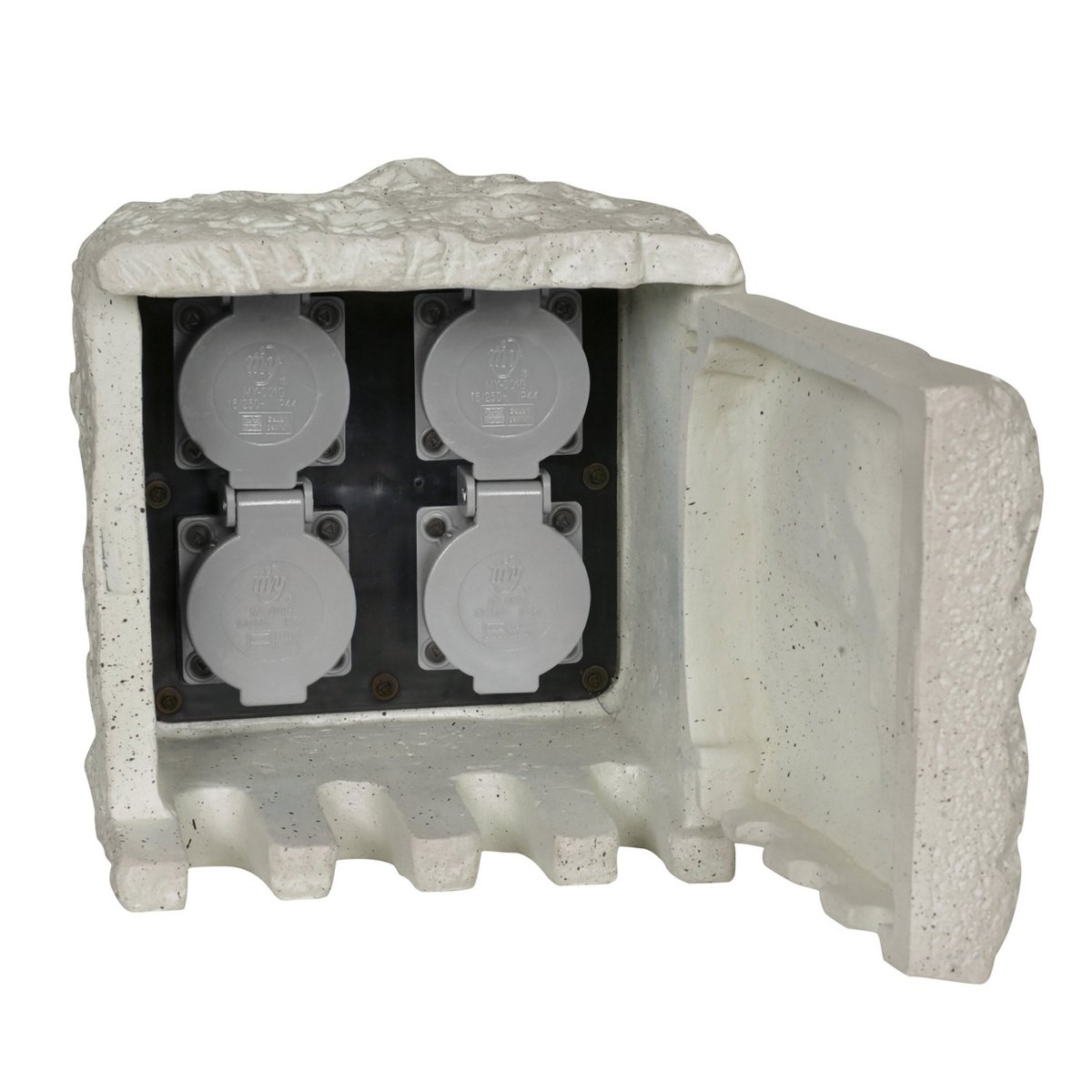 Buitenbekleding Stone "Roccus", gemaakt van grijs plastic, stopcontacten/technologie voor tuin en terras