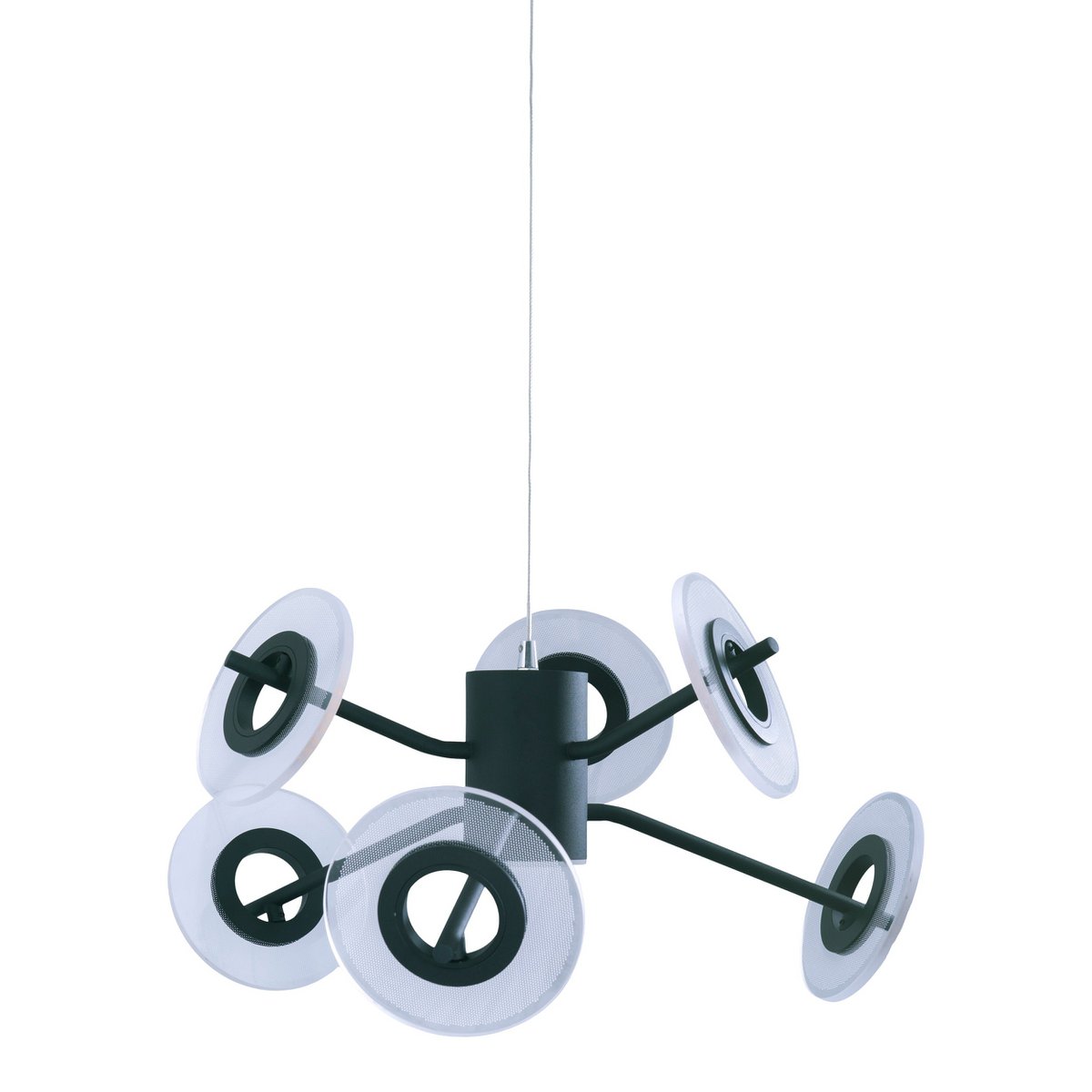 Led hanglamp "discus" gemaakt van zwart metaal en wit plastic met stevig gebouwd -in LED's, hangende lamp voor eetkamer, woonkamer, gang of kantoor met een Øvon ca. 57 cm