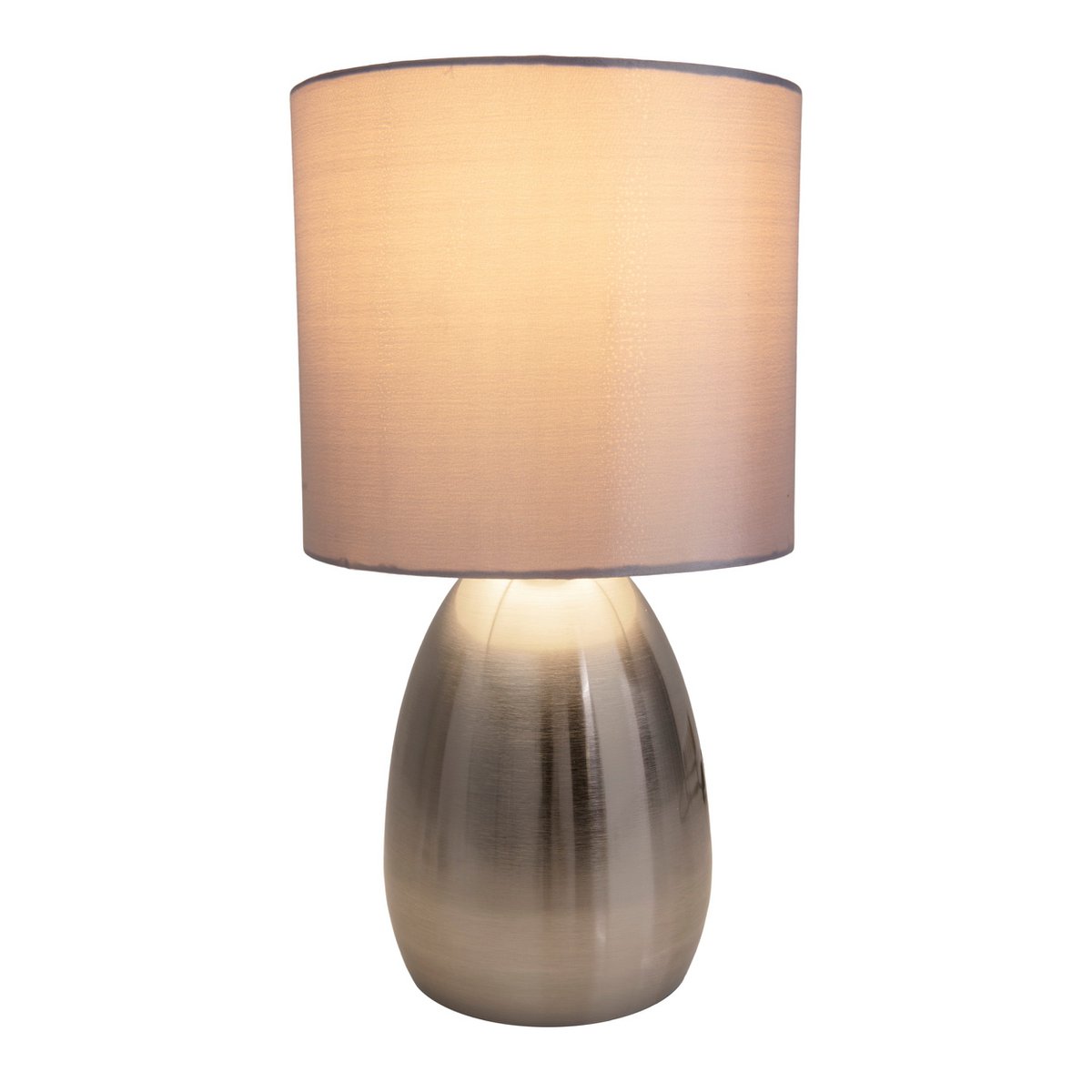 Tafellamp "Aurum" 33 cm hoog in stalen blank/grijs, gemaakt van metaal en textiel, met E14-aansluiting, verlichting voor eetkamer, woonkamer, gang of kantoor