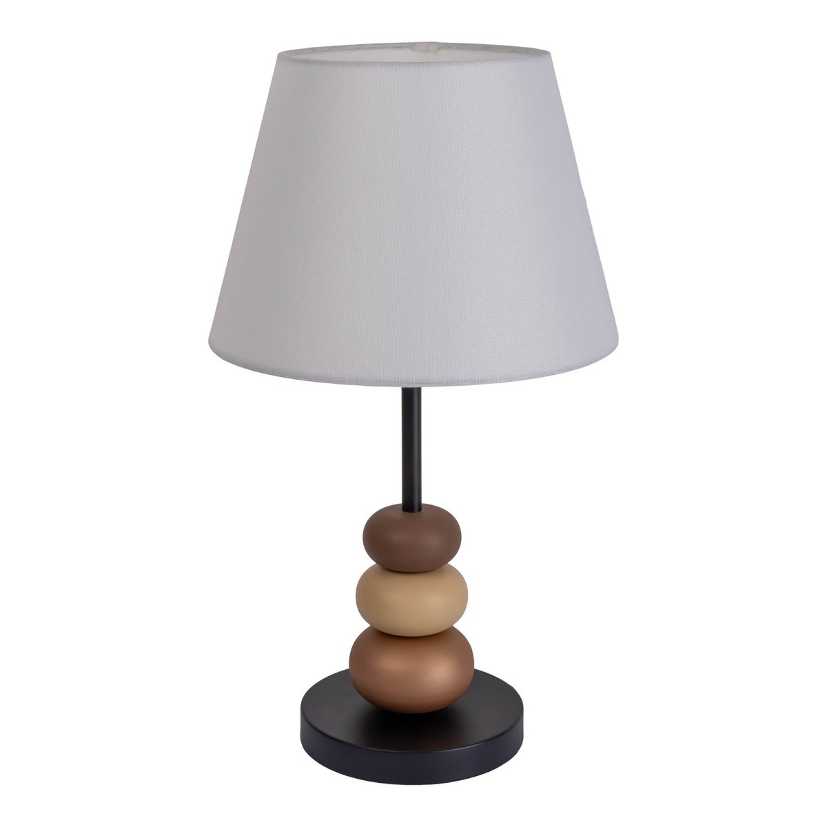 Tafellamp "Elina", ca. 50 cm hoog, gemaakt van metaal in zwart/bruin, tekstbladen in wit, E27