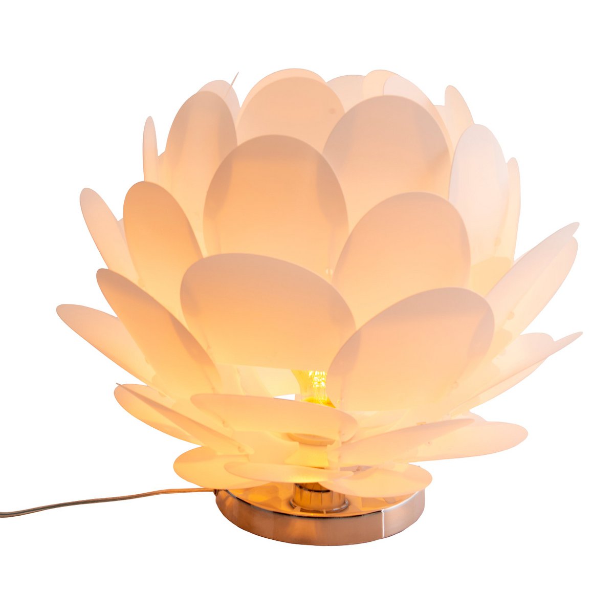 Tafellamp "fora" gemaakt van metaal en wit plastic, E27 -aansluiting, verlichting voor woonkamer, eetkamer en nachtkastje, Ø41 cm