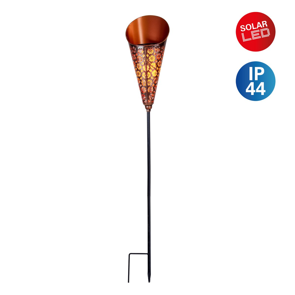 Led Solar-Eerdspieß "Torch" buiten-Serdspieß gemaakt van metaal en plastic in koper, met geïntegreerde LED