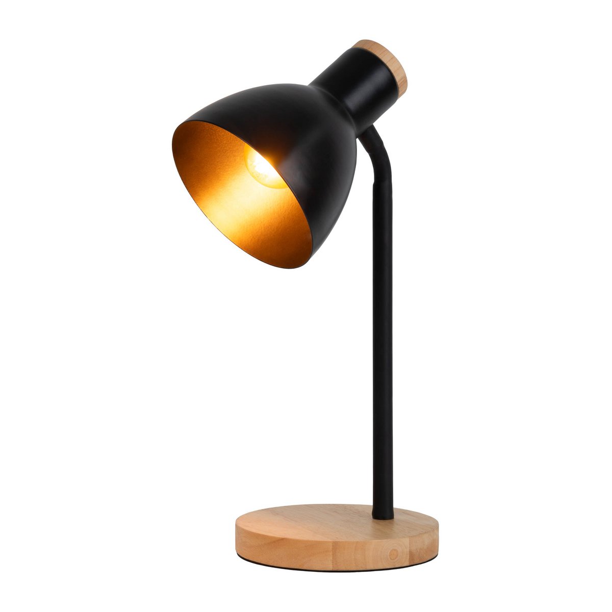 "Marie" bureaulamp gemaakt van metaal en hout, E14, zwart, 36,5 cm hoog