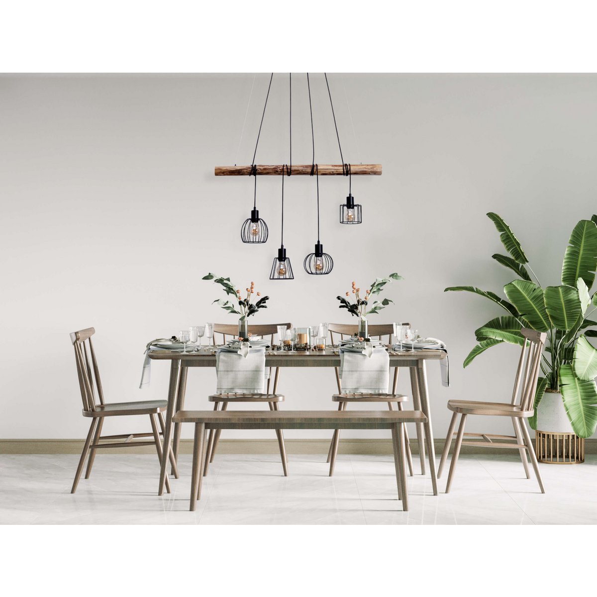 LED-glazen hanglamp "messing" zwart, klassiek, hangende lamp gemaakt van zwart metaal en glas, met stevig ingebouwde LED's, verlichting voor woonkamer, eetkamer of kantoor, 90 cm lang