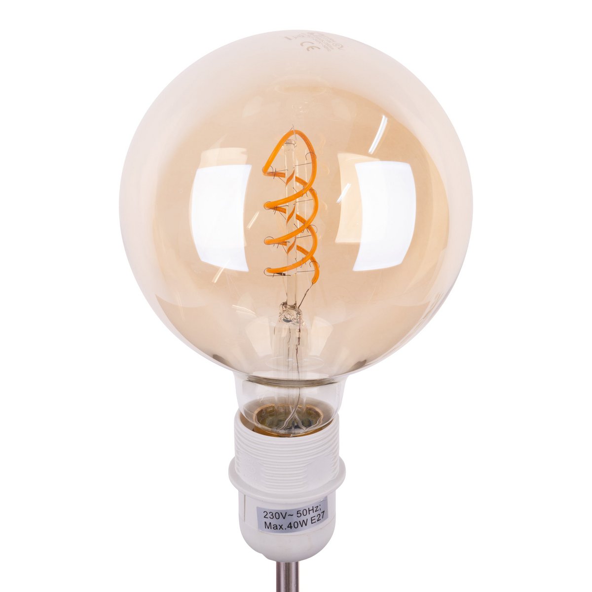 2 Set LED -lamp E27 -versie, 5 watt Ø 12,5 cm, metaal en glas, Amber