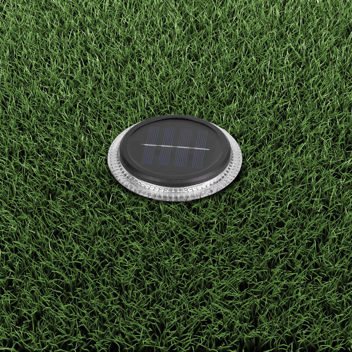 6 Set Solar-Boden-Sprießleucht Ø ca. 11,2 cm, zwart plastic, schemeringsensor, voor toegang, terras en paden