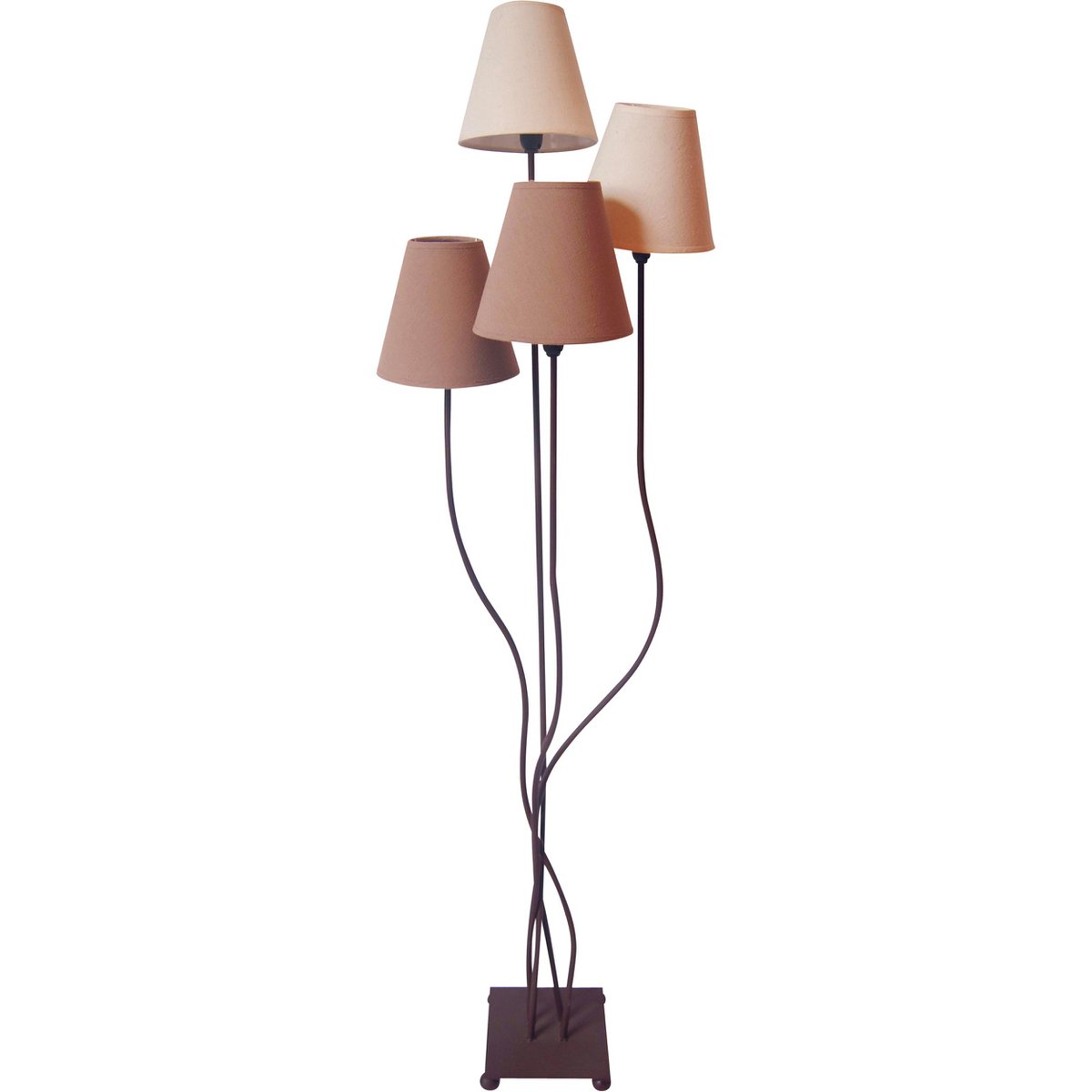 Textiel staande lamp 4-flame "boho", vloerlamp in beige/bruin, met E14-aansluiting, voor eetkamer, woonkamer, gang of kantoor, 138 cm hoog