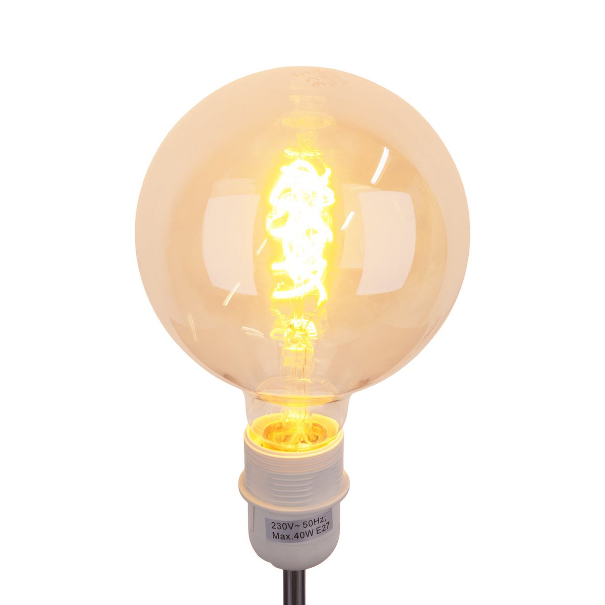 2 Set LED -lamp E27 -versie, 5 watt Ø 12,5 cm, metaal en glas, Amber