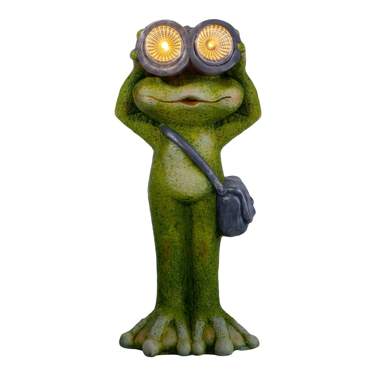 LED Solar Light "Frog" staande voor terras en tuin, gemaakt van groen keramiek, met stevig ingebouwde LED's, decoratielamp voor 30 cm hoog