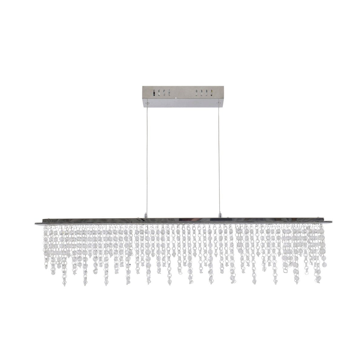 LED hanglamp "diamanten", hanglamp, metaal en kristalglas, chroom, met stevig gebouwd -in LED's, voor eetkamer, woonkamer, gang of kantoor, 120 cm lang