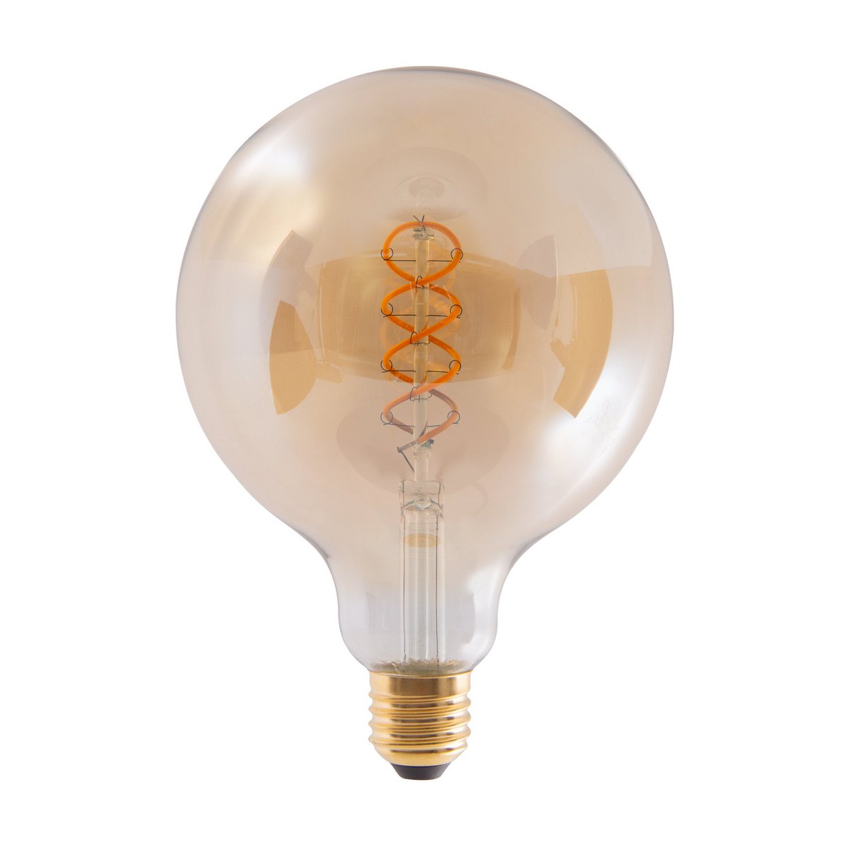 2 Set LED -lamp E27 -versie, 5 watt Ø 12,5 cm, metaal en glas, Amber