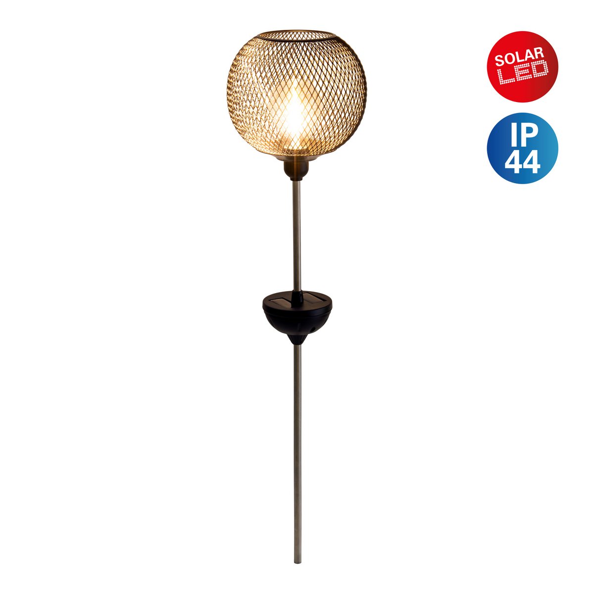 Led Solar-Eerspieß "Geli", voor buiten, metaal en plastic aarde spies in het zwart, met geïntegreerde LED