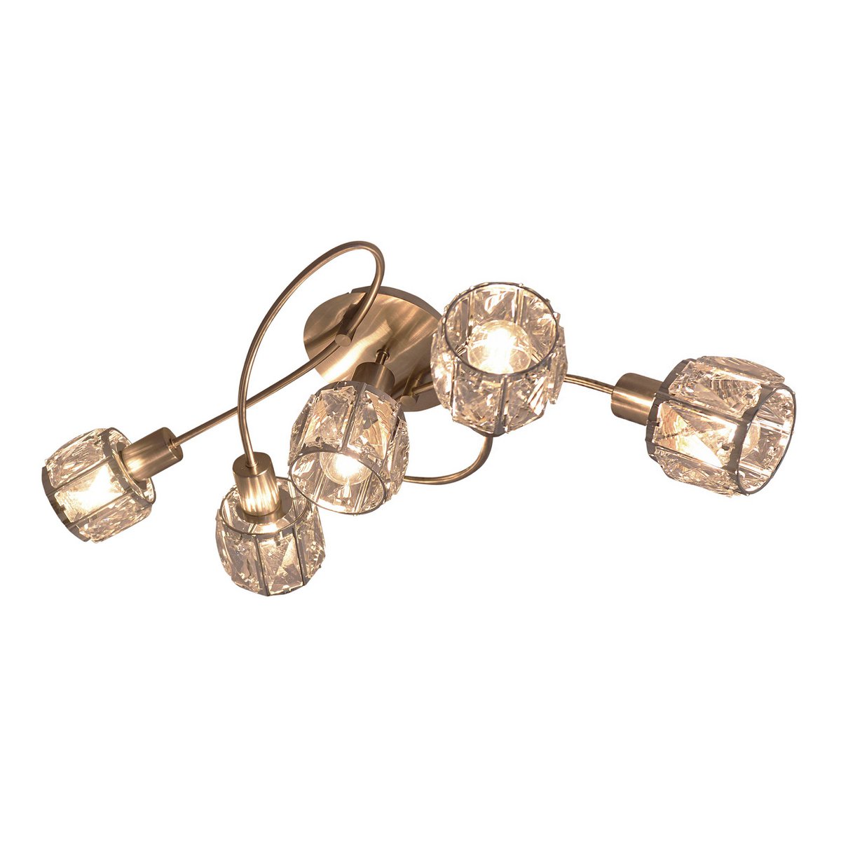 5-geleide plafondlicht "Josefa", metalen plafondlamp en glas in roestvrijstalen look, met E14-versie Filamentlampen inbegrepen, voor woonkamer, eetkamer, hal of gang 61 x 36 x 21 cm