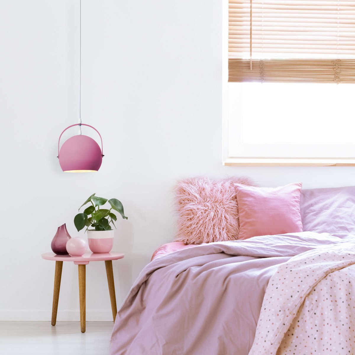 Hanger lamp "Colorado" roze Ø ca. 25 cm, metaal, E27 -aansluiting, verlichting voor woonkamer, eetkamer, kinderkamer