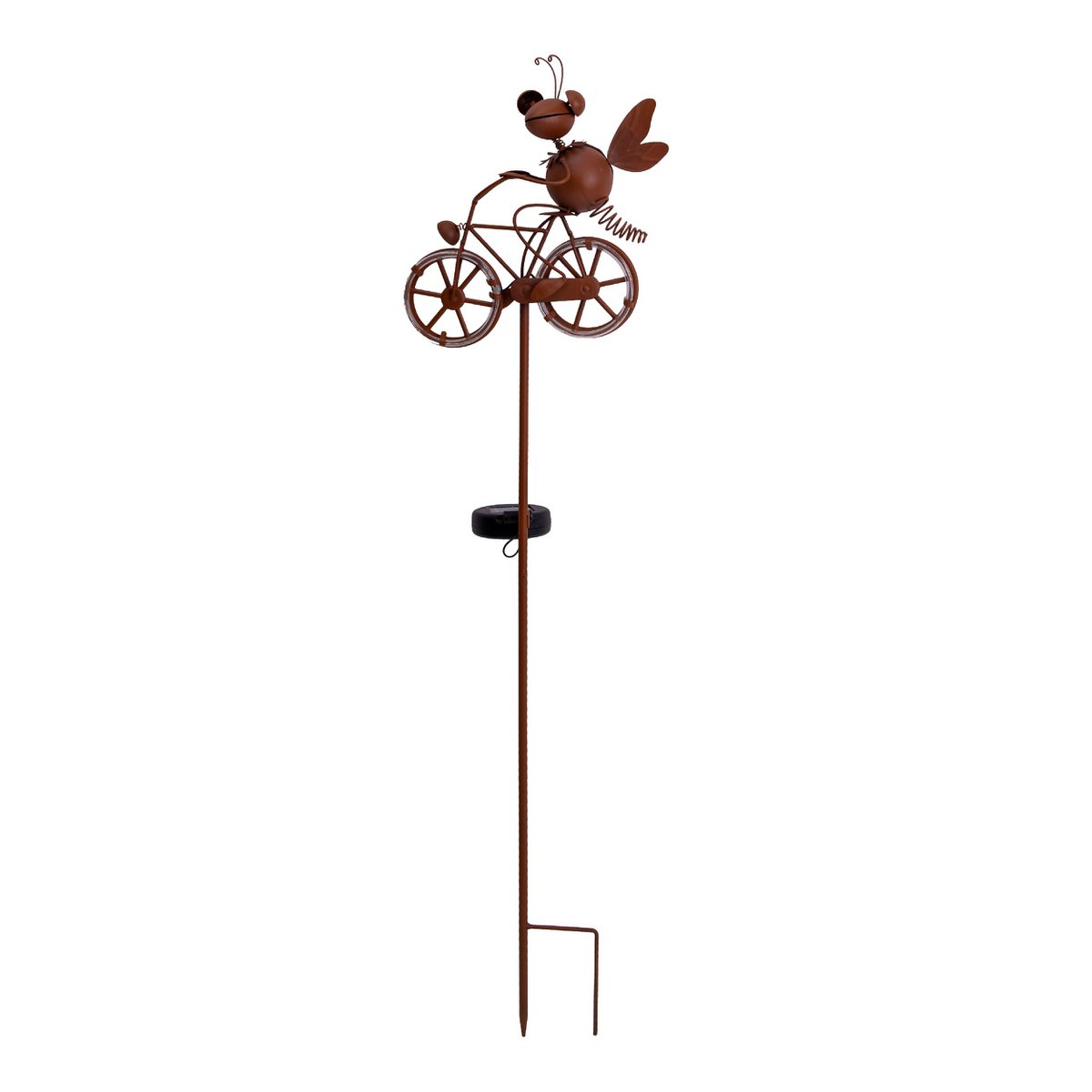 LED Solar Earth Skeer Skeer Brown H: 88cm, voor buiten, metaal en plastic aarde spies in bruin, met geïntegreerde LED