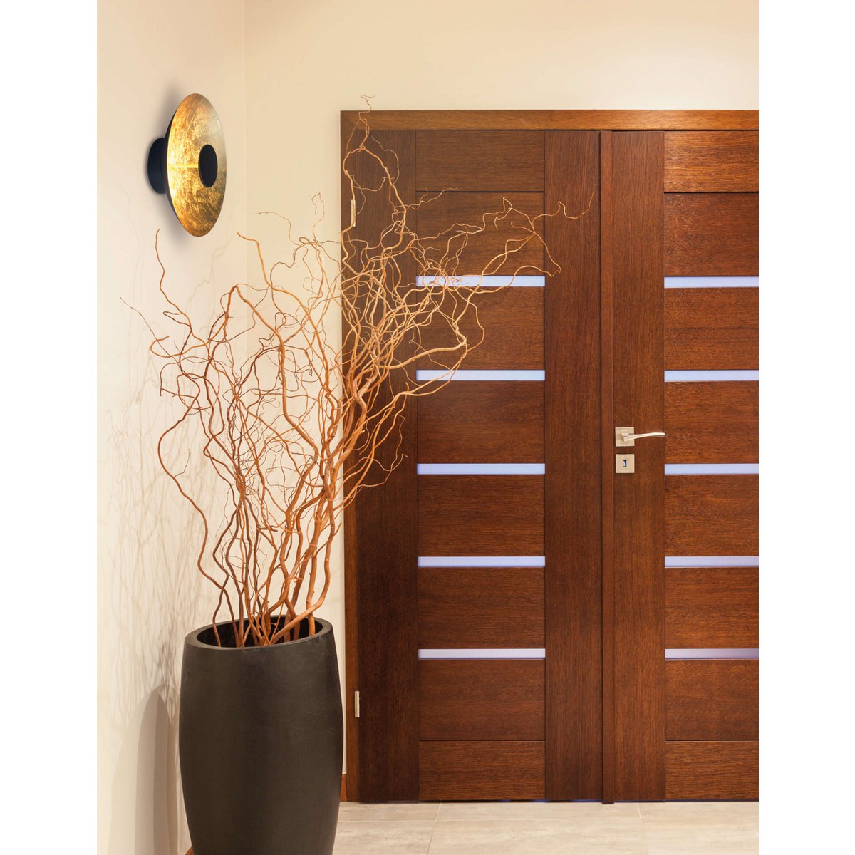 LED -plafondlamp "Firenze" metalen plafondlamp in zwart en goud, stevig geïnstalleerd, verlichting voor woonkamer, kantoor of de toegangsstang van 30 cm diameter