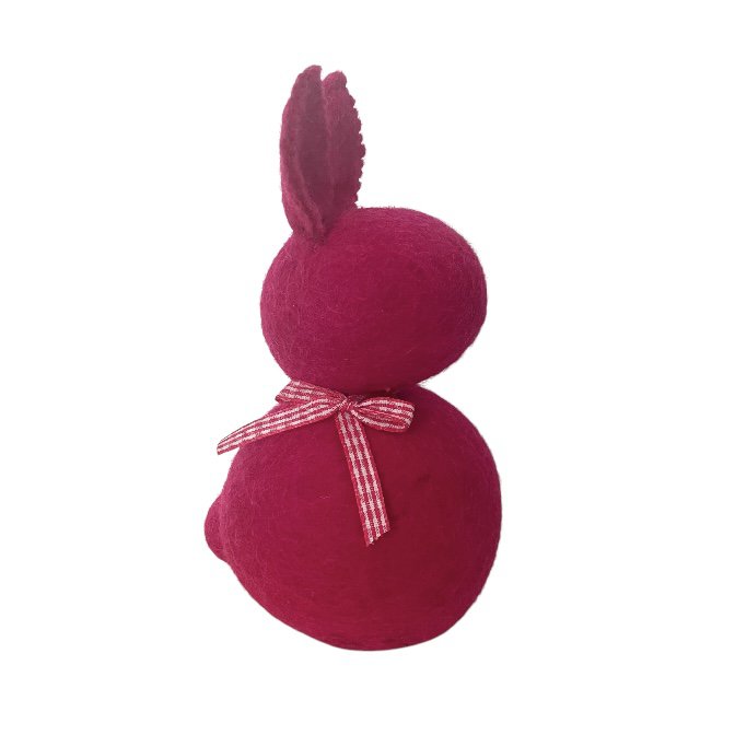 Luna -Leena Easter Bunny Standing - Fuchsia - Wool Filt - Handmade in Nepal